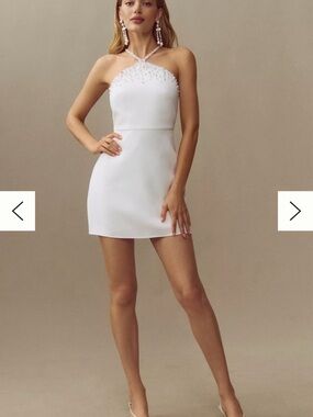 Sachin & Babi Halter Gem & Pearl Mini Dress